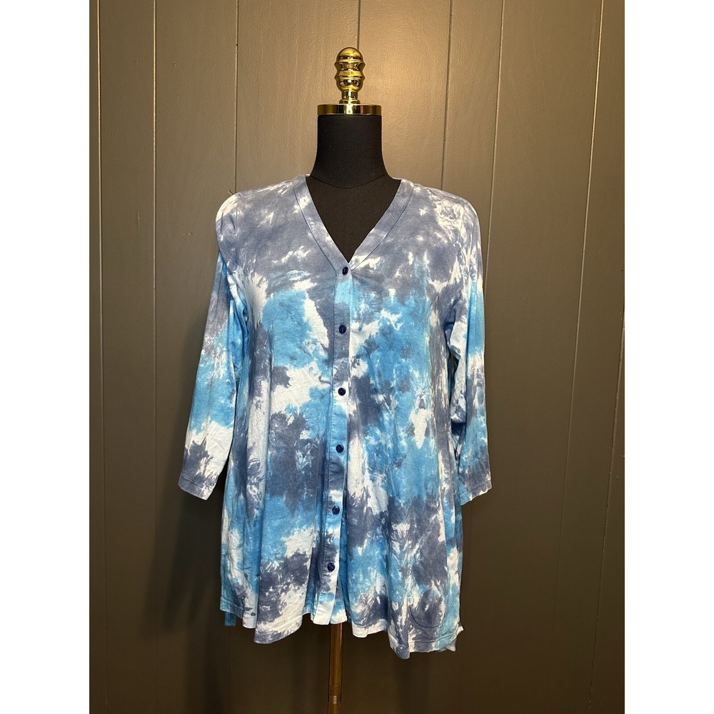 Logo By Lori Goldstein Beach To Street Blue Tye Dye XS Extra Small‎ Tunic